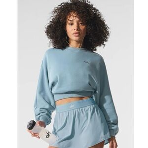 Alo Cropped Accolade Crewneck NWT Celestial Blue